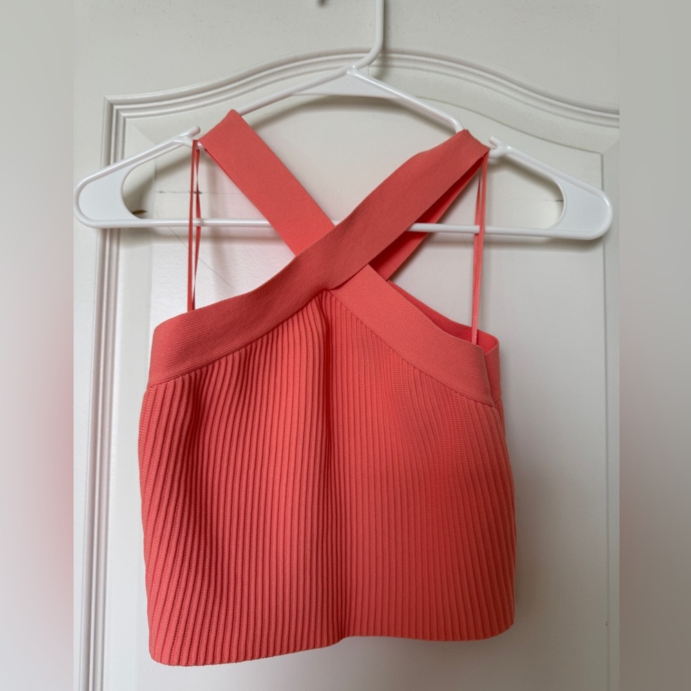 Sincerely Jules light coral sherbet  Ribbed Cross-Back Women's Top size Small